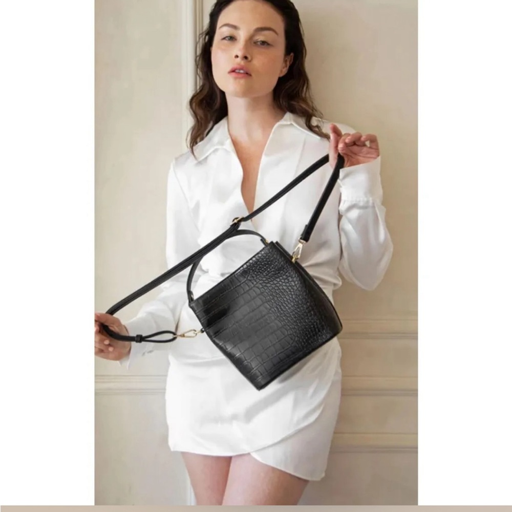 $188 MSRP AOTA Black Elena Crossbody Croc Bag